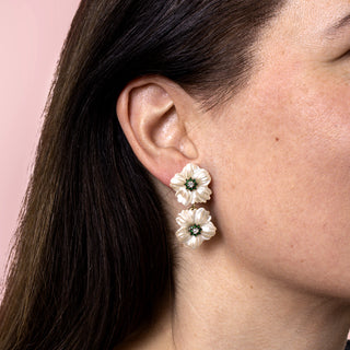 Pearlised Flower Drop Earrings