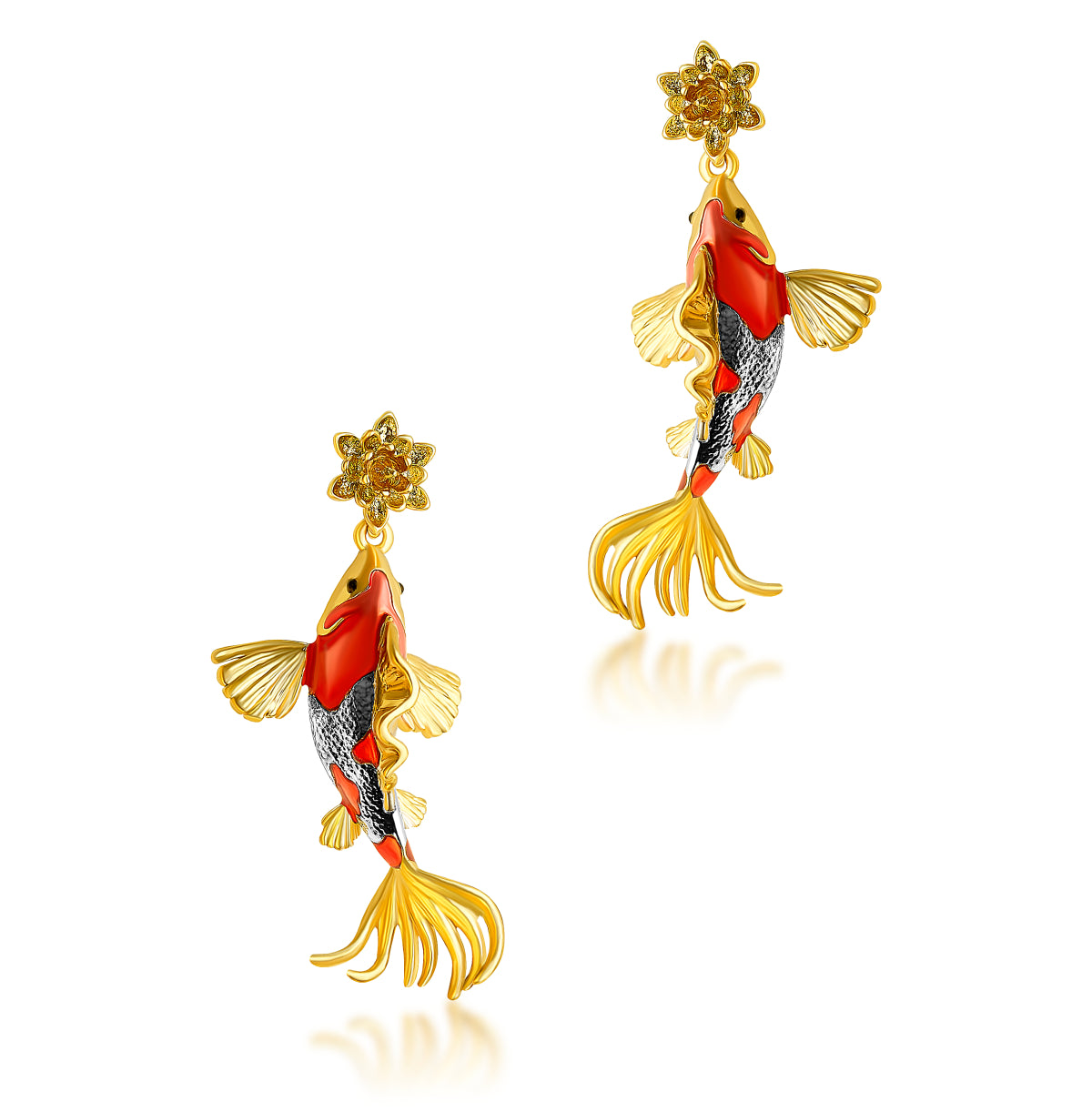 Gold Earrings Fish Tank Earrings Goldfish Earrings Lucy Stopes-Roe