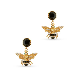 Bejewelled Bee Drop Earrings