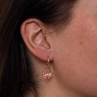 Minature Rose Front Facing Hoop Earrings