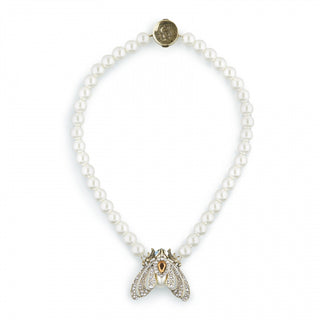 Moth Statement Necklace - Cream Pearl