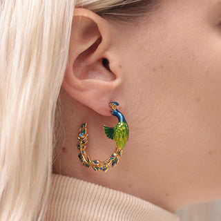 Peacock Hoop Earrings